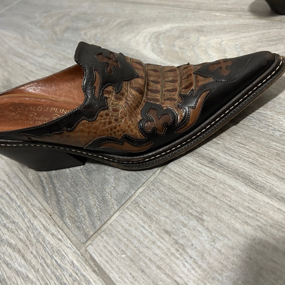 Women's Donald J. Pliner Black/Tan Western Shoe Boot/Mule/Clog - 6-6.5 - Picture 5 of 10